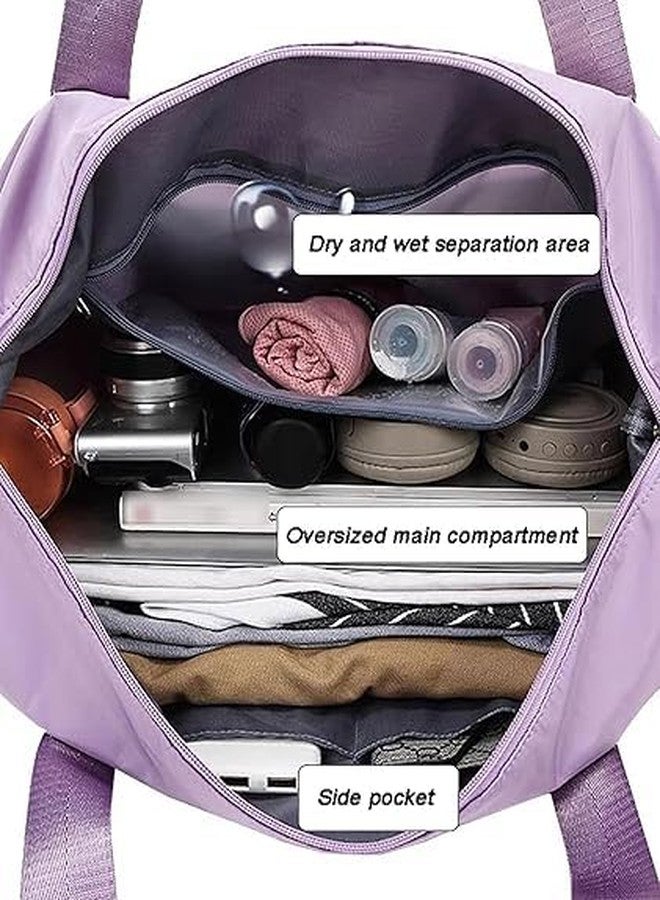 Keetly Foldable Travel Duffle Bag, Gym Bag with Wet Pocket, Carry On Weekender Bags for Women, Waterproof Overnight Bag for Travel, Gym, Yoga. (Dark Purple) - Image 2